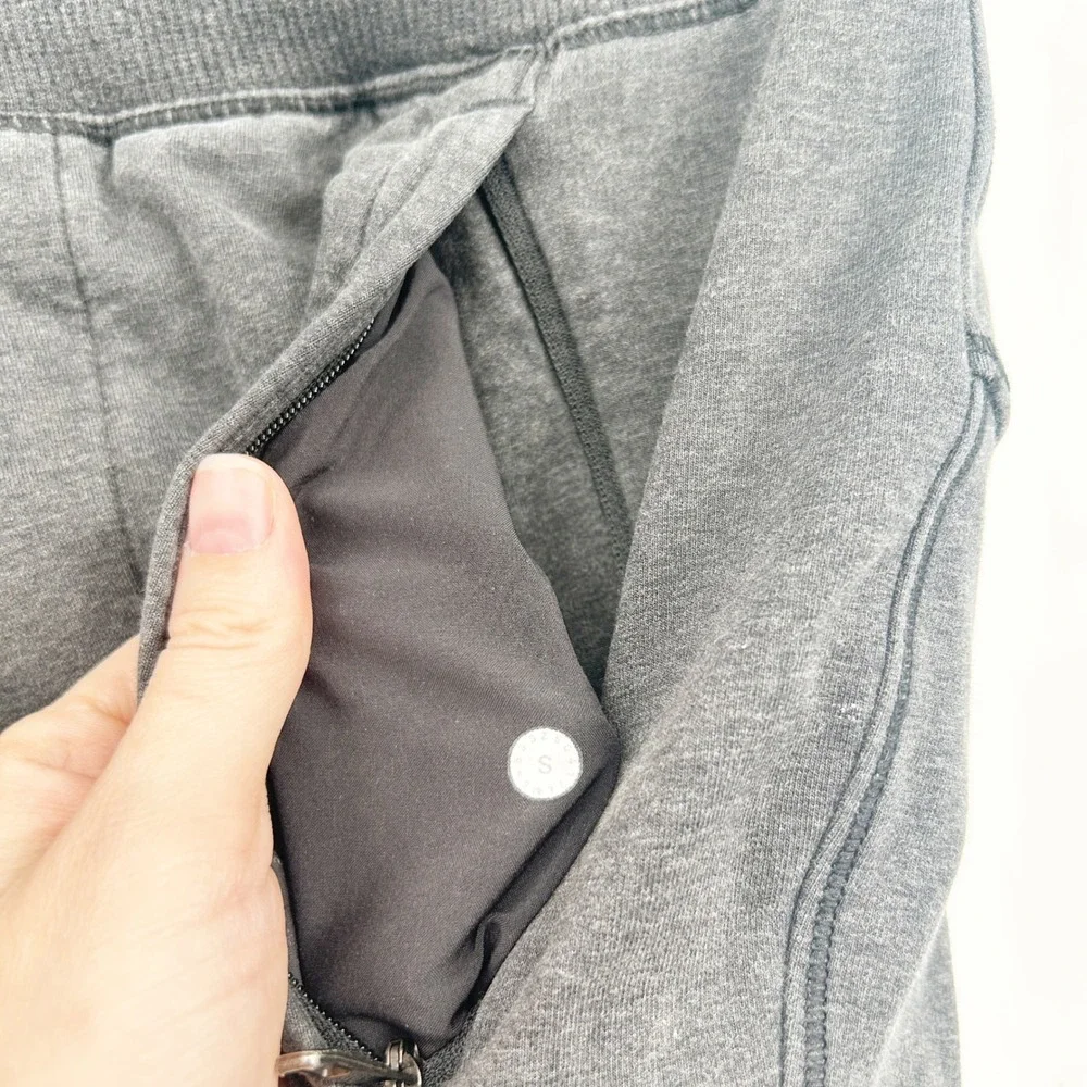 Lululemon Mens Heathered‎ Black Cross Cut Tapered Athleisure Jogger Pants Size S